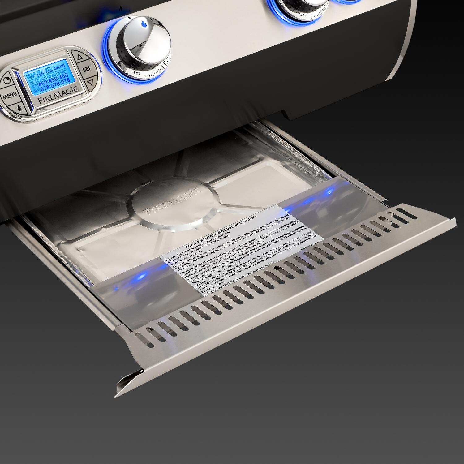 Fire Magic - H790I-8E1N-W - Echelon Black Diamond 36-Inch Built-In Natural Gas Grill W/ Magic View Window & Rotisserie - Large Drip Tray
