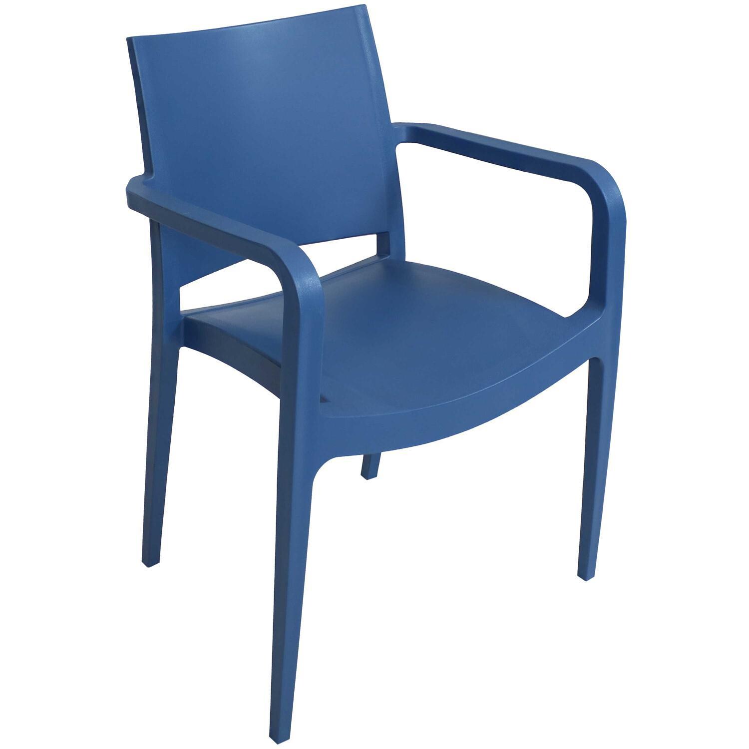 Ultimate Patio Plastic Dining Armchair - Set of 2 Sax Blue - Angled View thumbnail