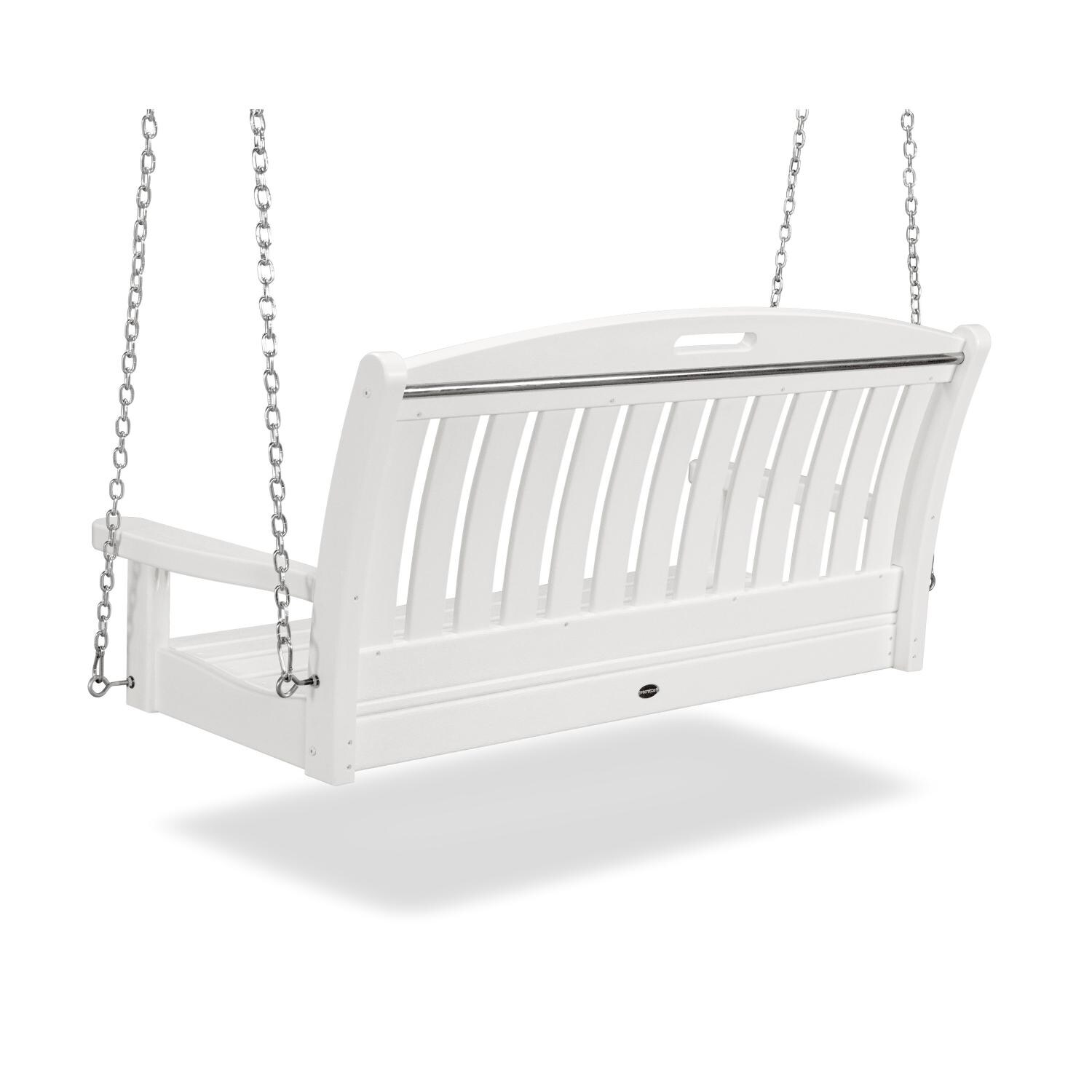 POLYWOOD Nautical Patio Swing - 48 Inches - White - Back View thumbnail