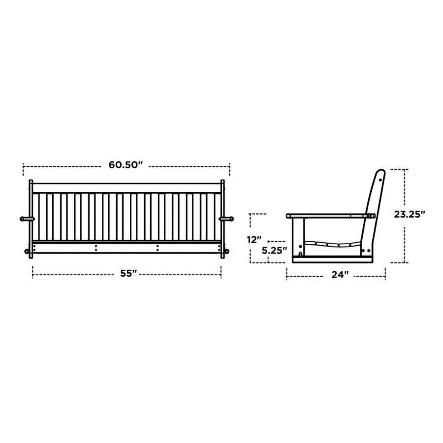 POLYWOOD Vineyard 60-Inch Porch Swing - Teak - Dimensions thumbnail