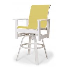 Leeward MGP Outdoor Swivel Bar Stool With Sling Seating By Telescope Casual - Textured Snow/Yellow