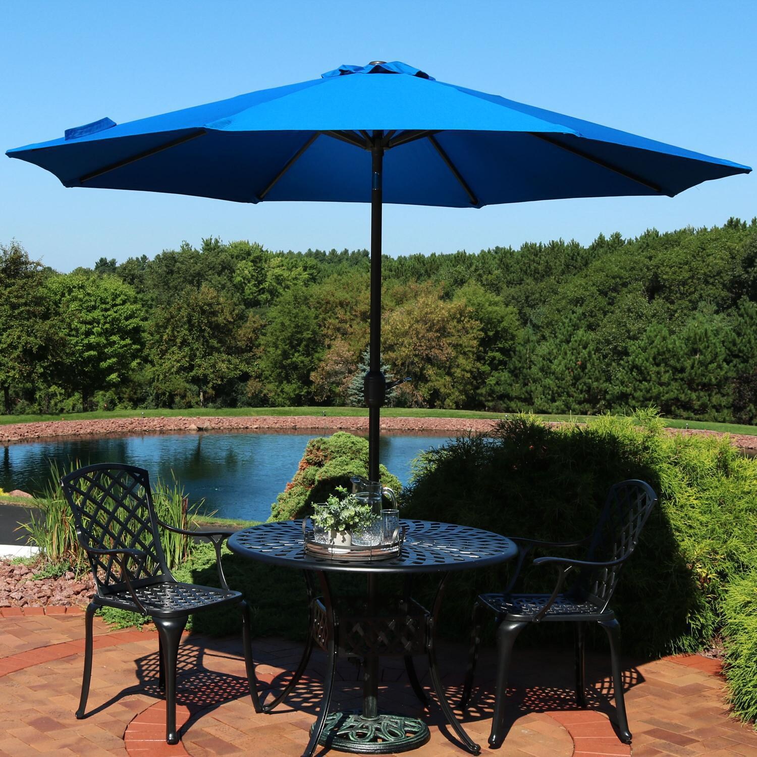 Ultimate Patio 9 Ft. Octagonal Patio Umbrella W/ Crank & Tilt - Pacific Blue - Lifestyle View thumbnail