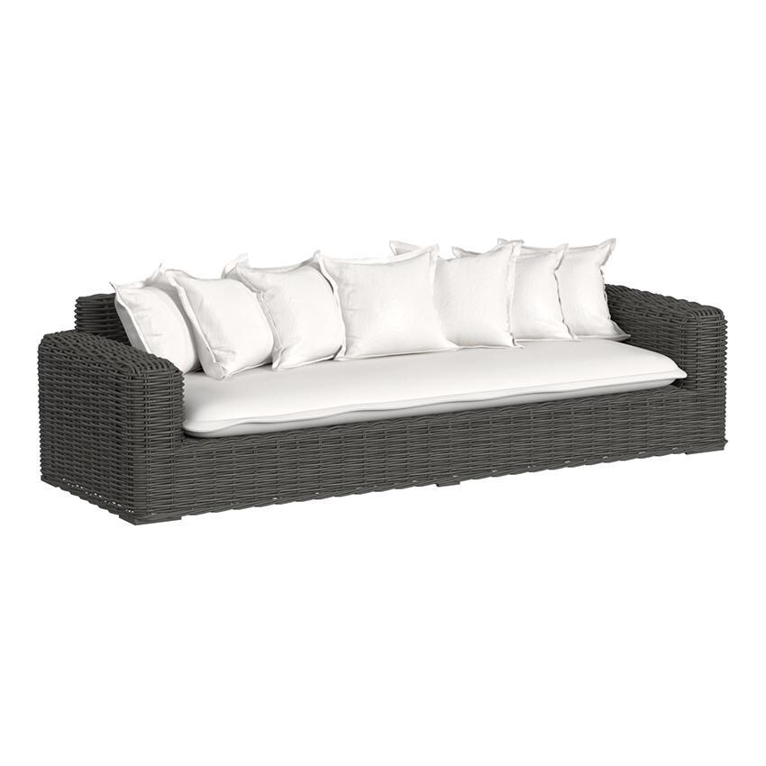 Cabo 3 Person Resin Wicker Sofa in Kahlua/Soothe Pearl by Sunset West