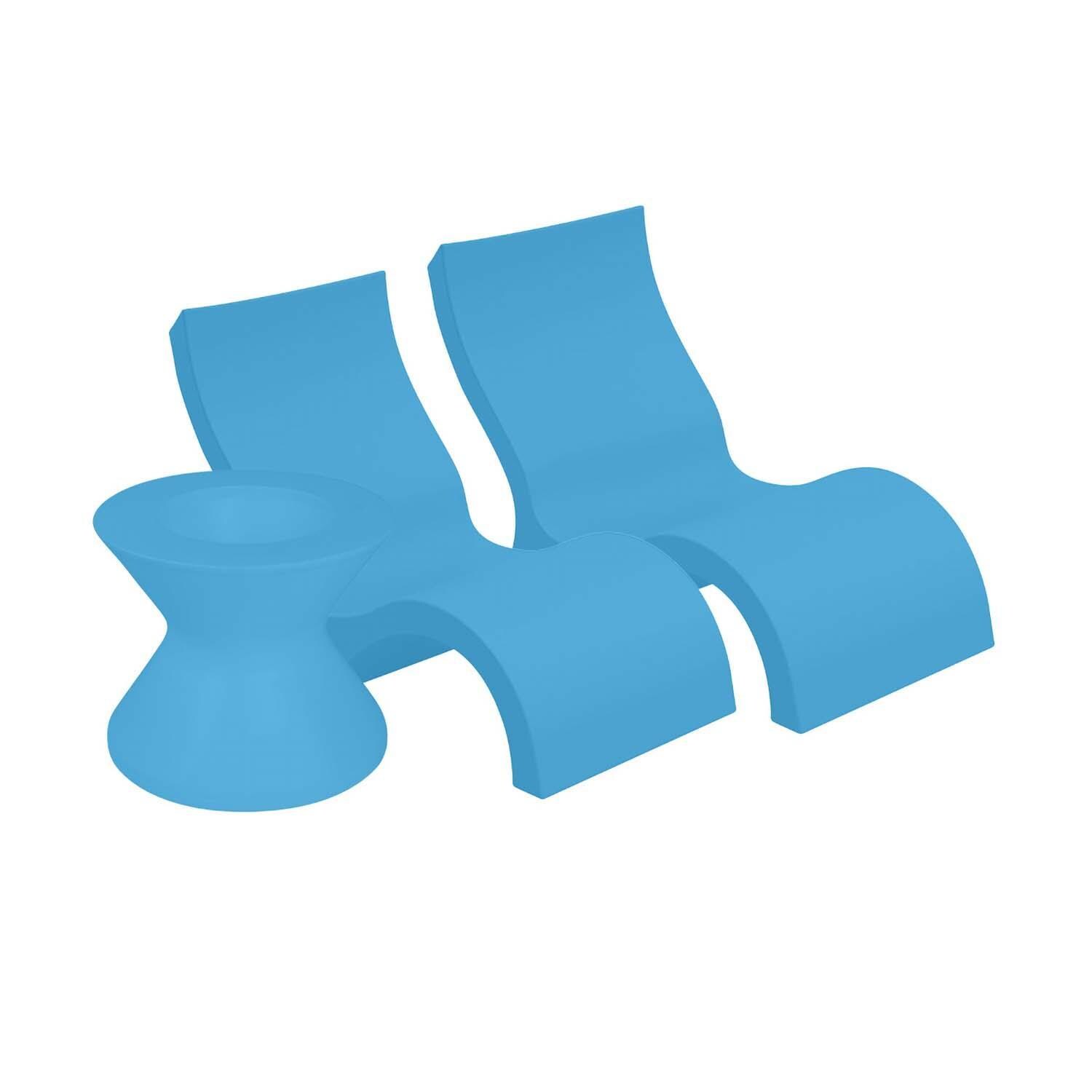 Ledge Lounger Signature Lowback Chair (Set of 2) W/Tall Ice Bin Side Table - Light Blue - White Background thumbnail