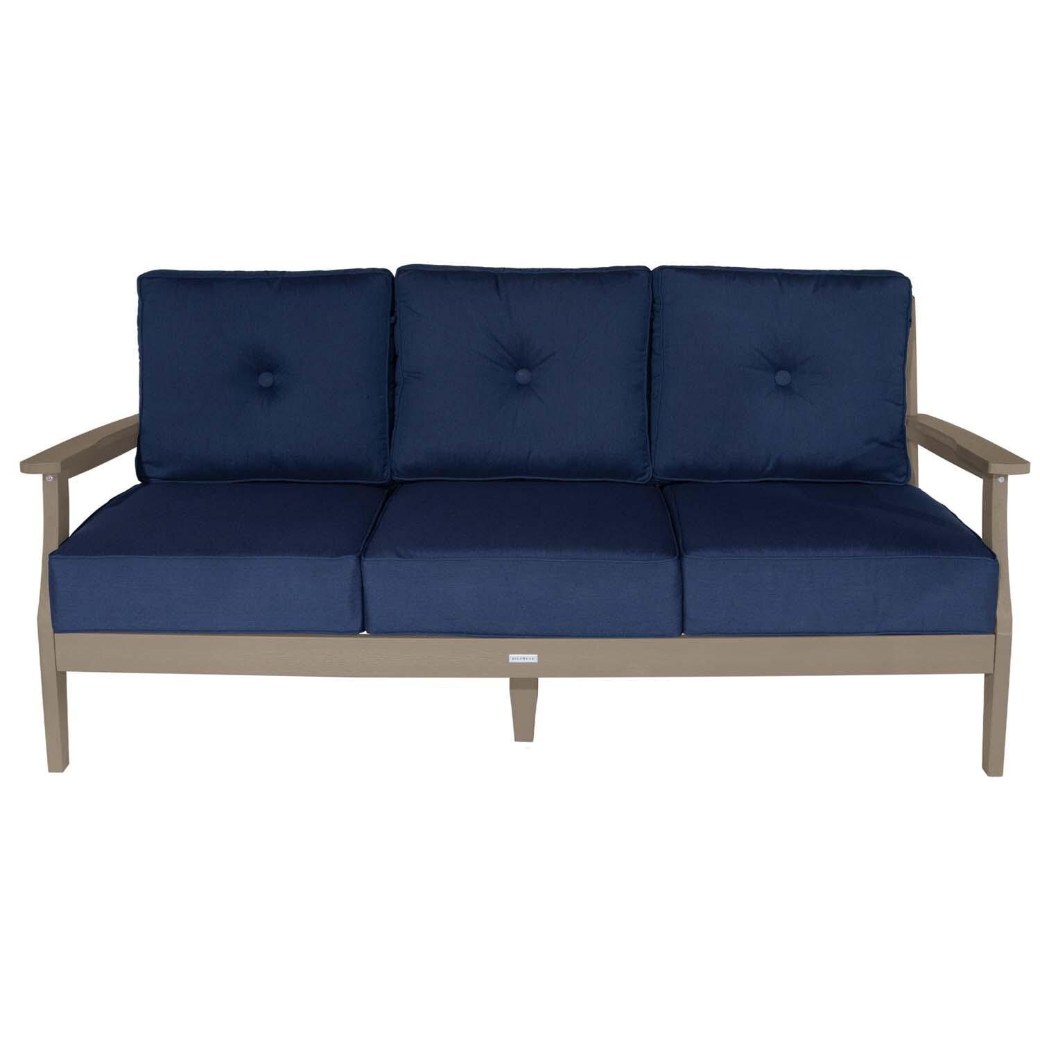 Blushing Bay 3 Person Recycled Plastic Sofa in Spectrum Indigo/Woodland Brown by Lakeview Outdoor Designs - White Background thumbnail