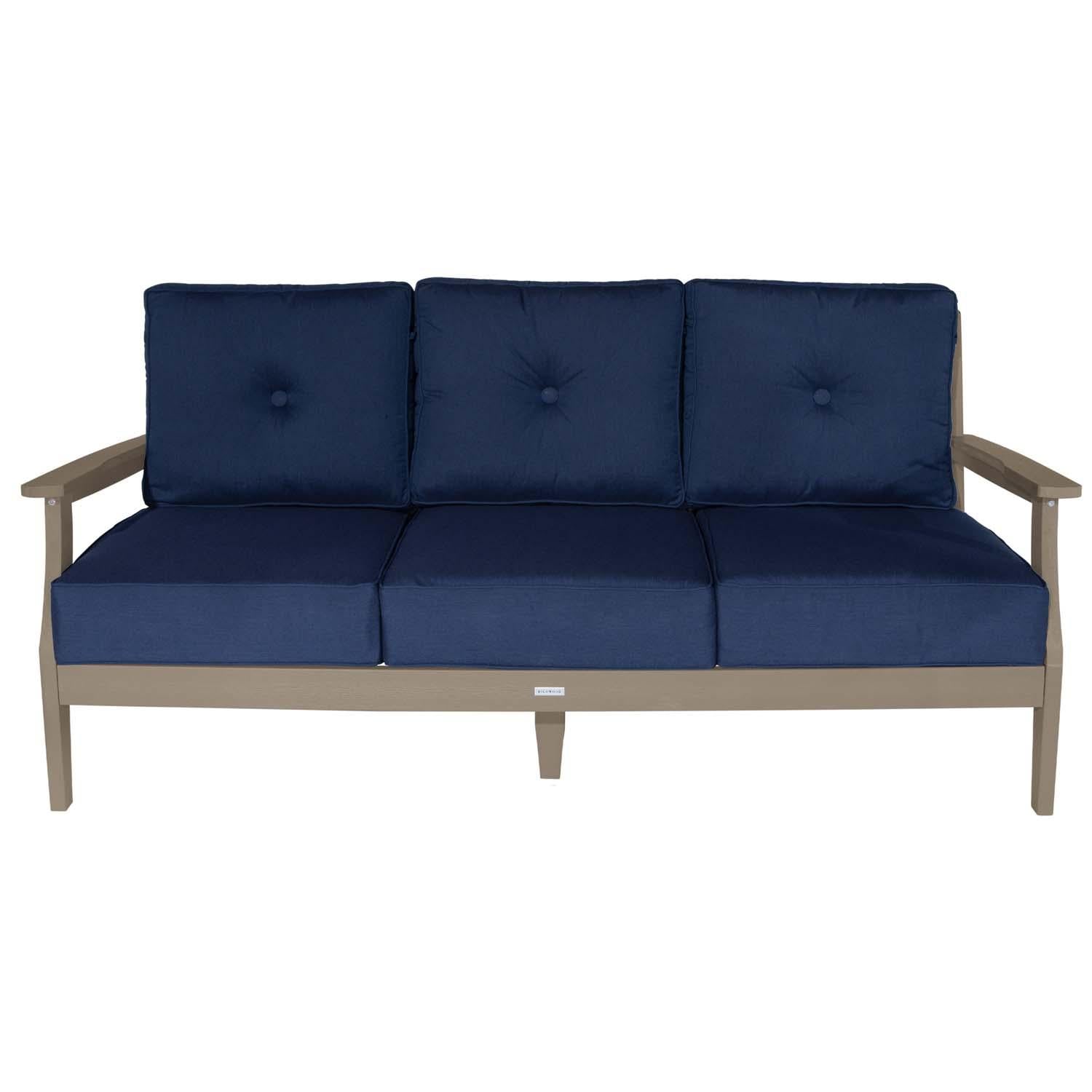 Blushing Bay 3 Person Recycled Plastic Sofa in Spectrum Indigo/Woodland Brown by Lakeview Outdoor Designs - White Background thumbnail