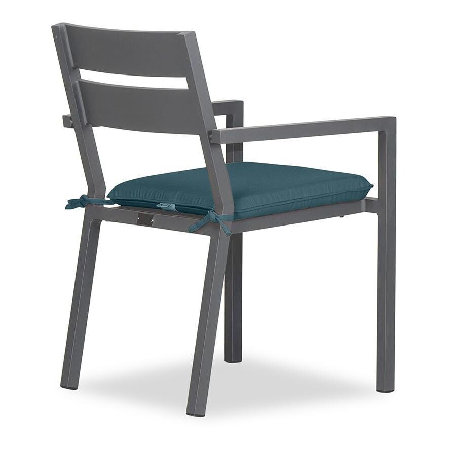 Calm Bay Aluminum Dining Arm Chair in Slate/Cast Lagoon by Lakeview Outdoor Designs - Angle - White Background thumbnail