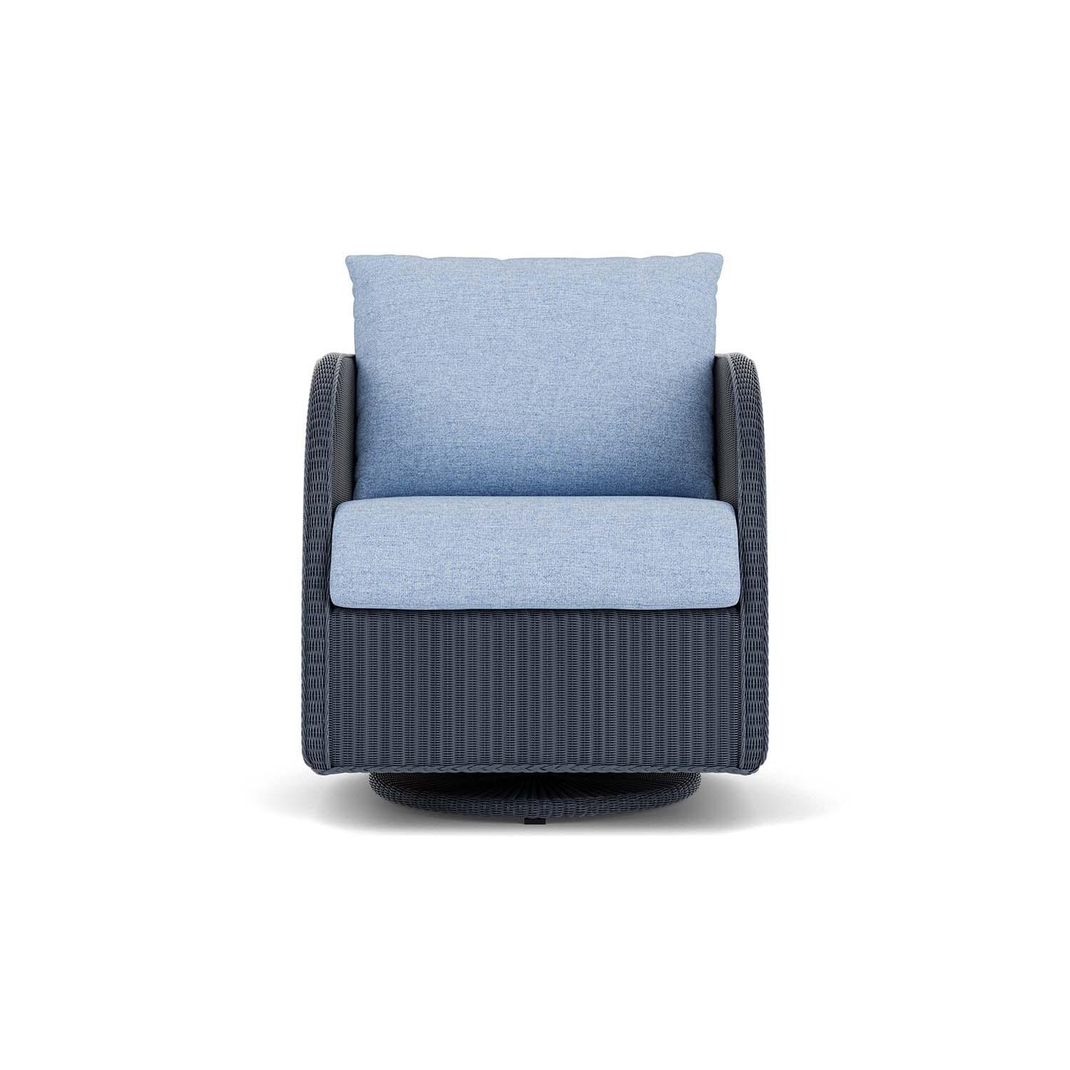 Lloyd Flanders Essence Swivel Glider Lounge Chair W/Demo Skyway Fabric - Denim Blue Finish thumbnail