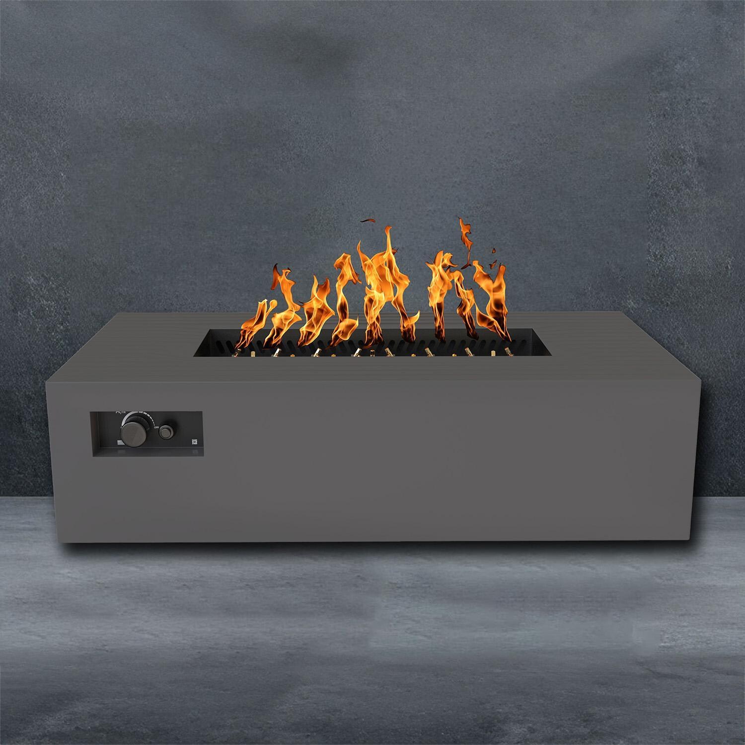 AON 60 x 34 Inch Rectangular Powder Coated Steel Propane Fire Pit Table in Charcoal By Warming Trends - Fire - Detail thumbnail