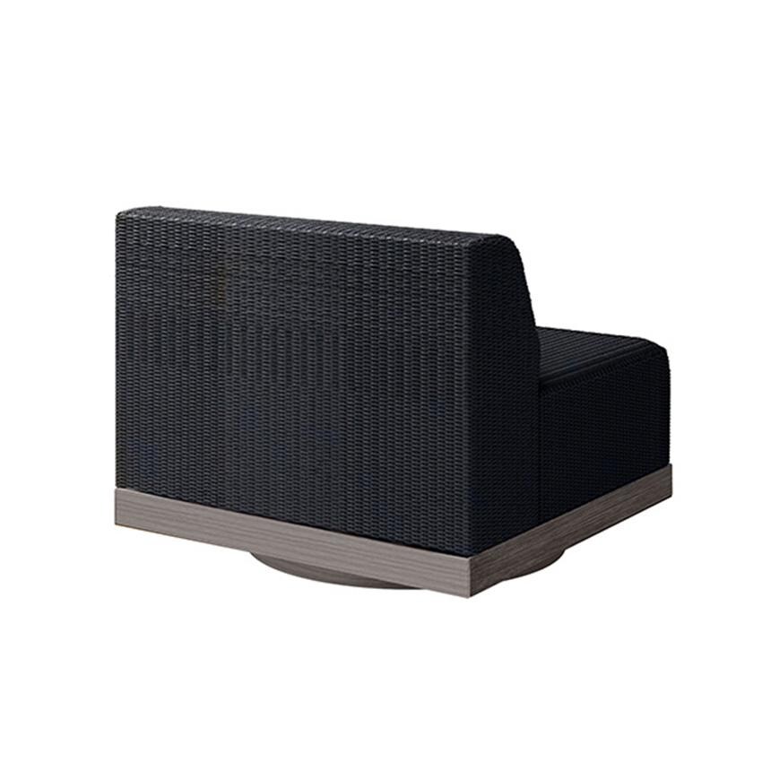 Grande Wicker Armless Club Chair in Coal/Smoke By Ebel - Back View - White Background thumbnail