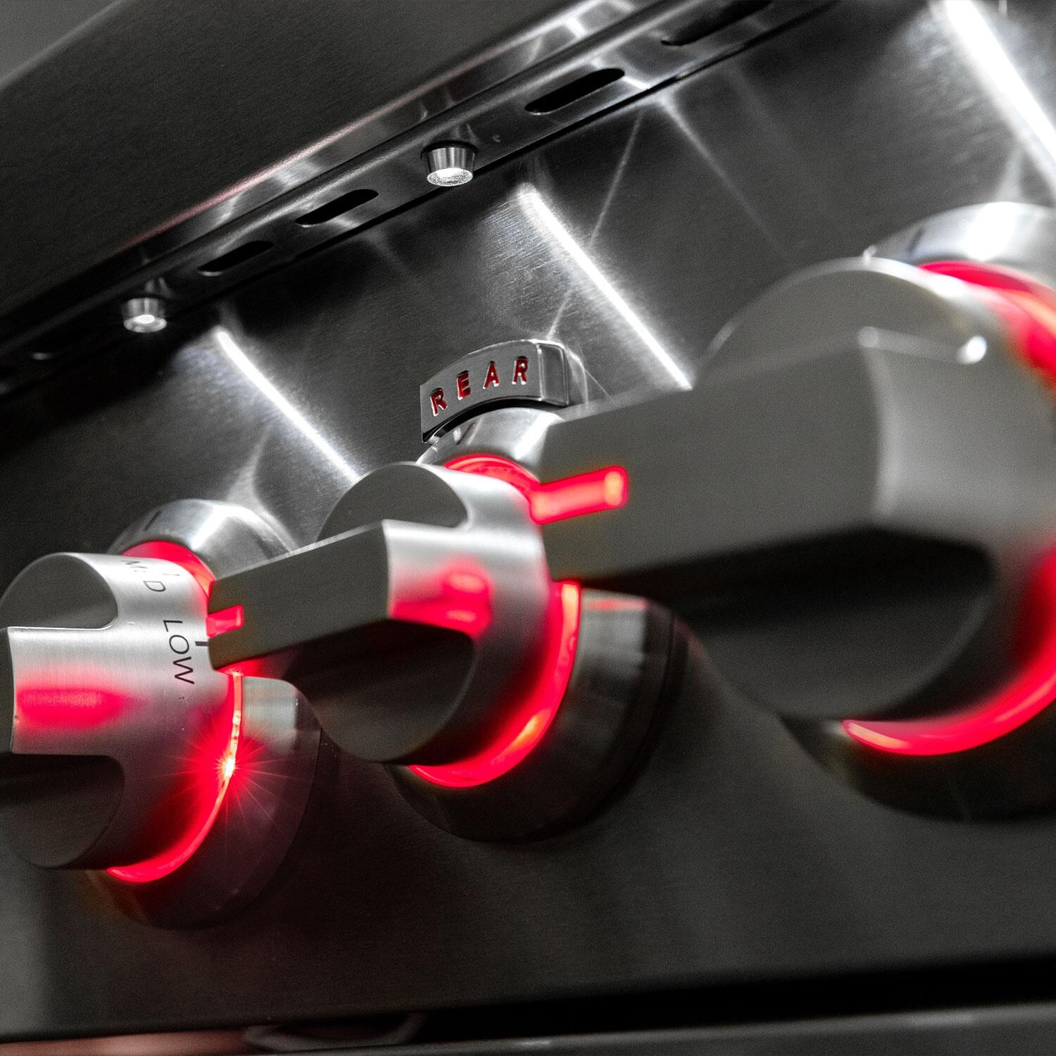 Summerset TRLPRO40 TRL Pro 40-in 4 Burner Built-In Natural Gas Grill w/ Rear Infrared Burner & Rotisserie Kit - Red LED Lights - Rear Burner On - Detail thumbnail