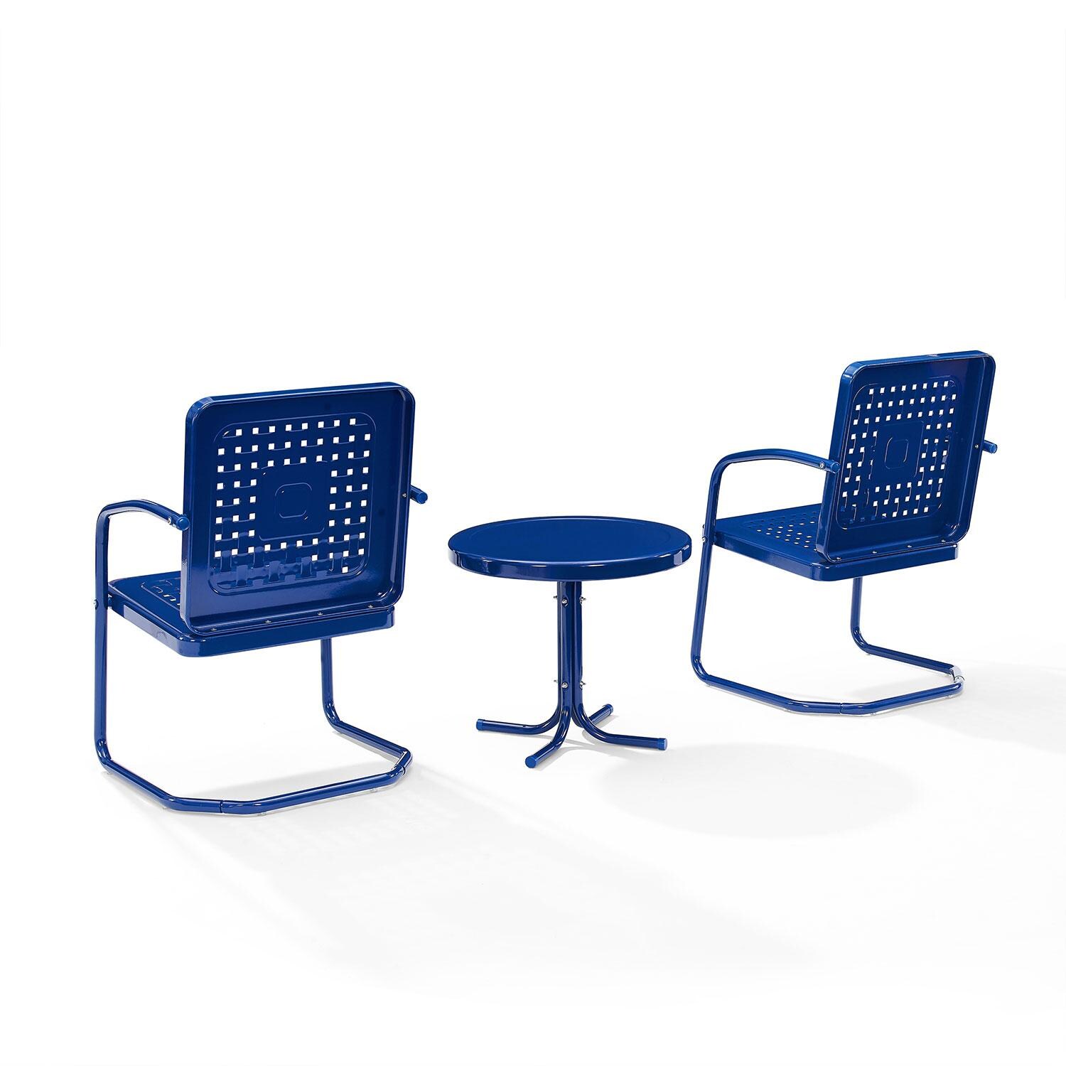 Ultimate Patio UP-32252NV 3Pc Retro Outdoor Chair Set in Navy Blue - Rear - White Background thumbnail