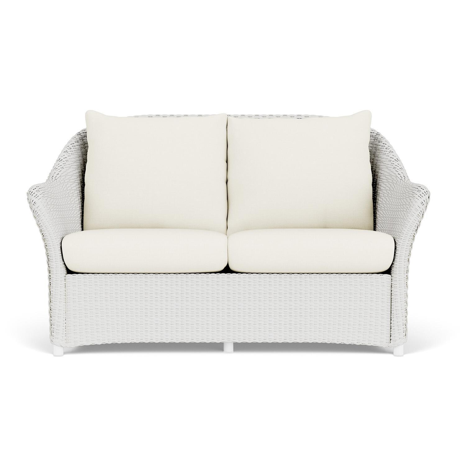 Lloyd Flanders Weekend Retreat Loveseat in Matte White Finish W/ Sailcloth Salt Fabric thumbnail
