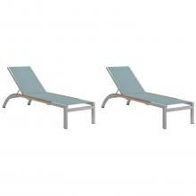 Argento 2 Piece Aluminum Patio Chaise Lounge Set W/ Tekwood Natural Side Rails By Oxford Garden - Slate Sling