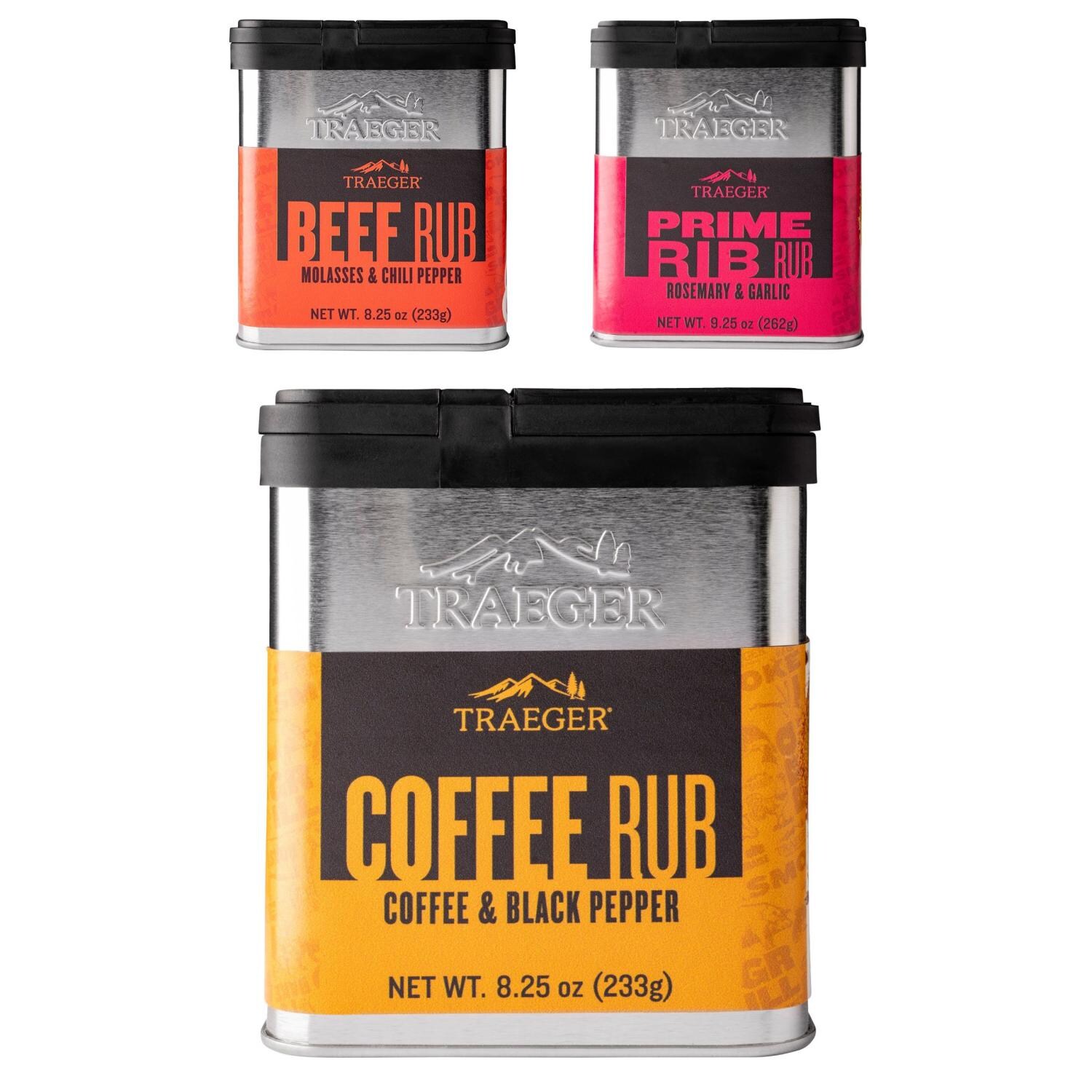 Traeger 3-Pack Beef Rub, Coffee Rub & Prime Rib Rub Seasoning Set