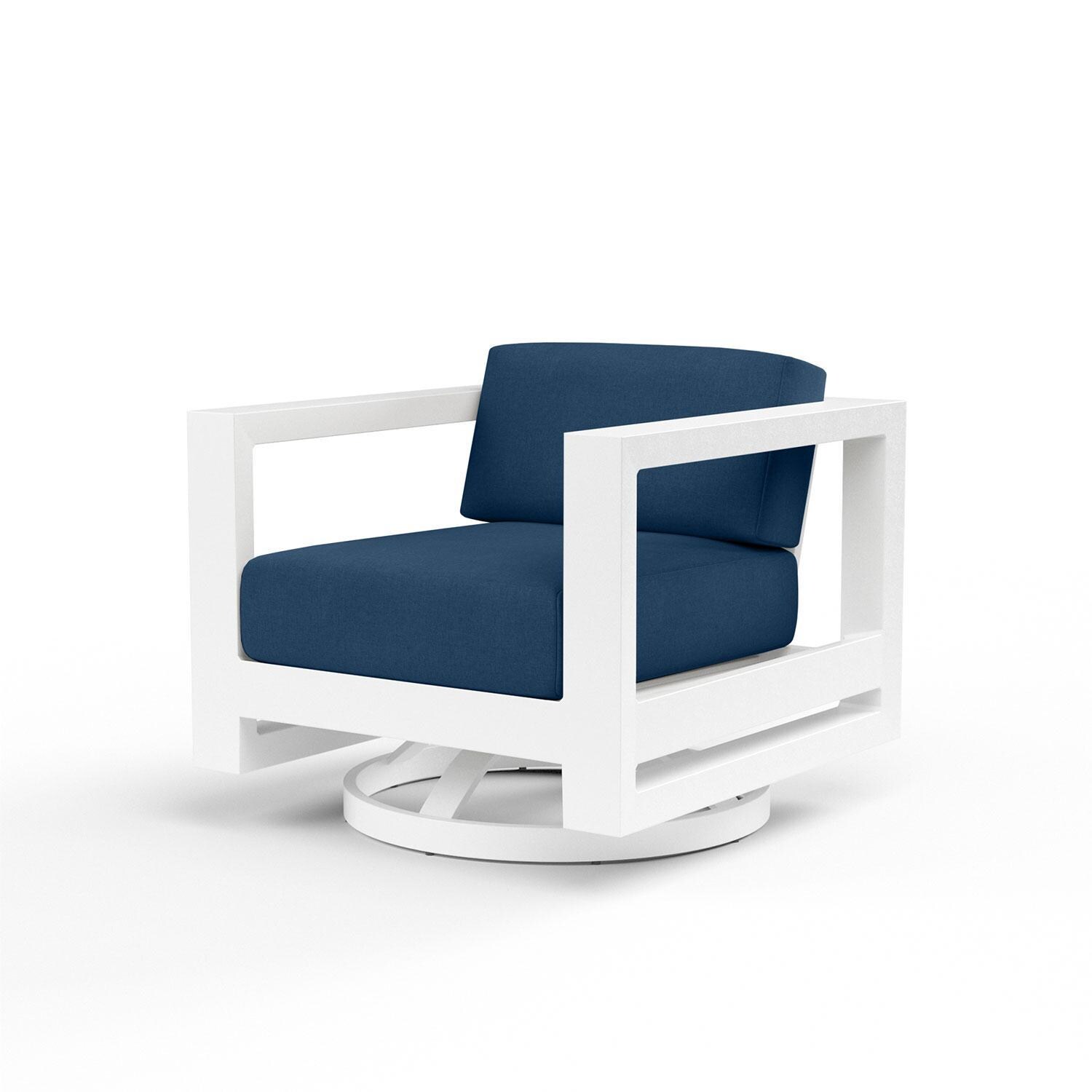 Newport Aluminum Swivel Patio Club in Spectrum Indigo w/ No Welt By Sunset West