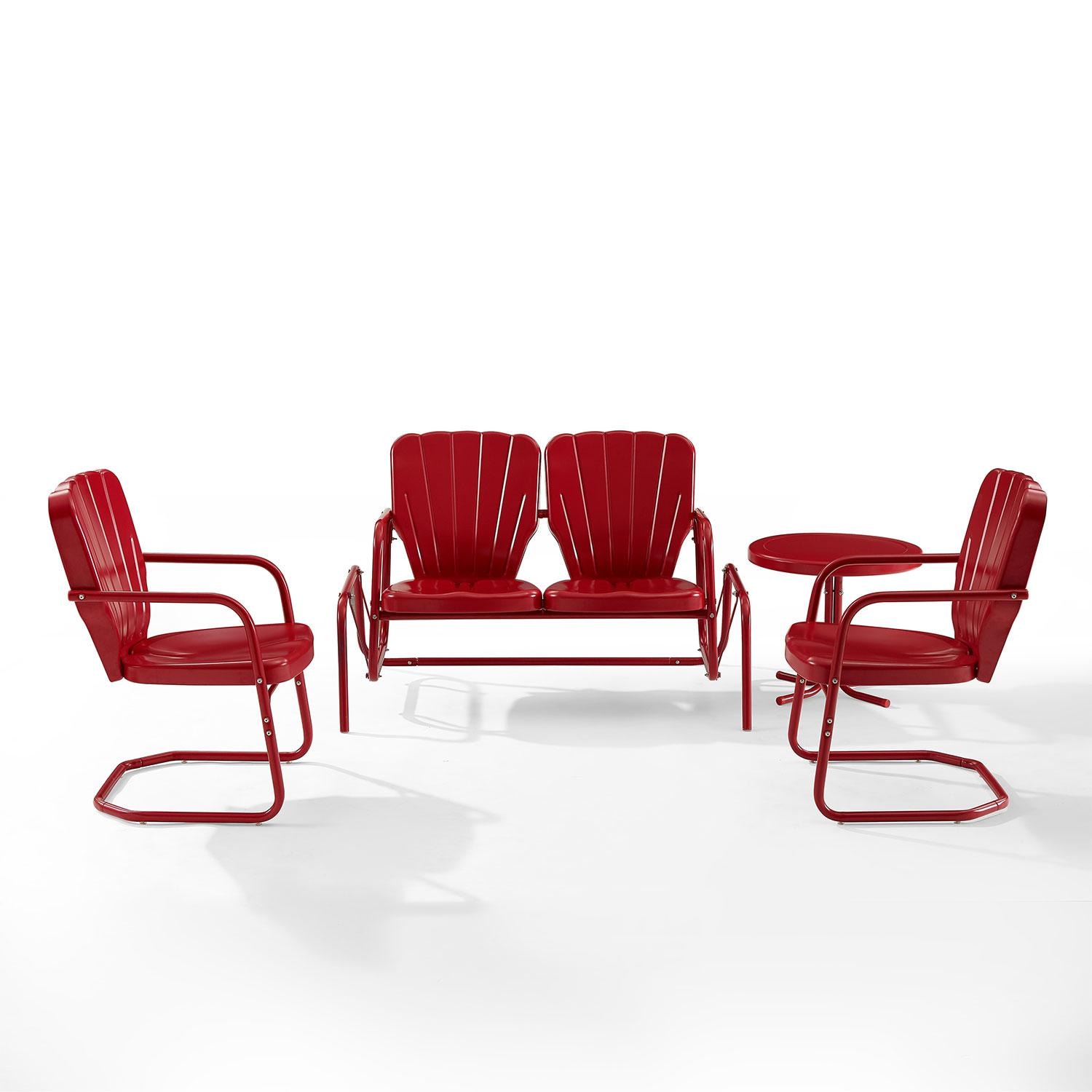 Ultimate Patio UP-32255RE 4Pc Retro Outdoor Loveseat Glider Patio Set in Red Gloss - Postion Change - White Background thumbnail