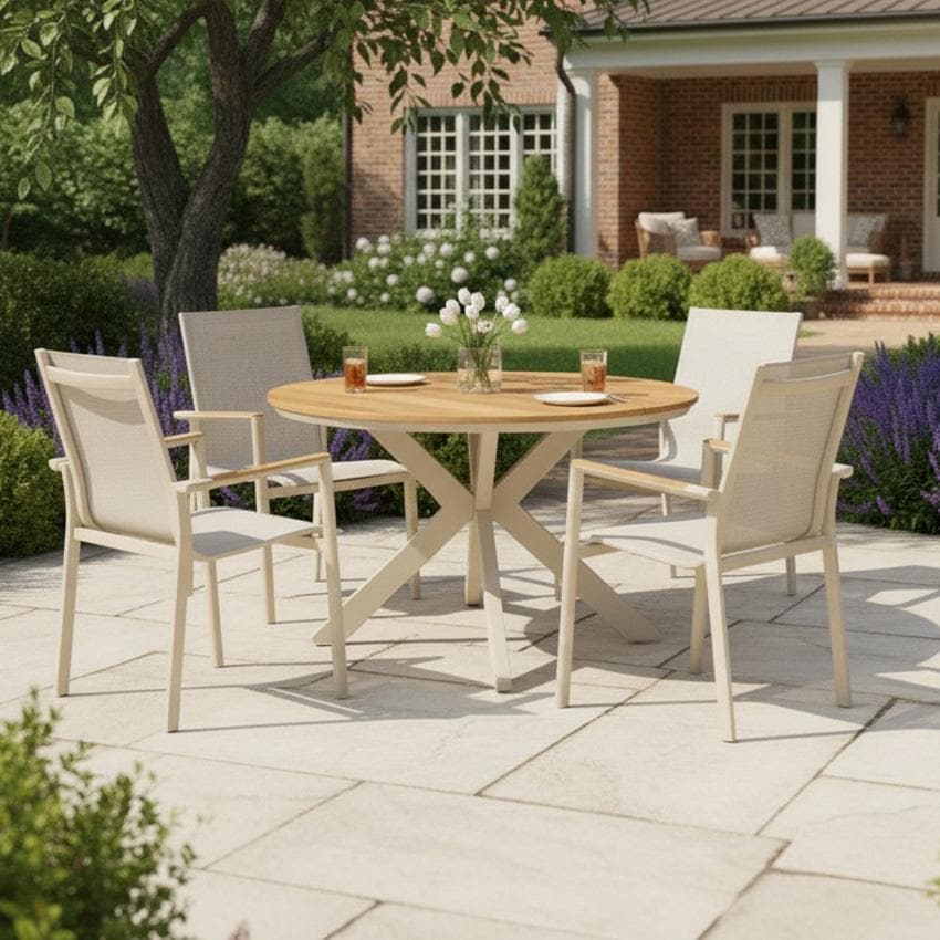 Lakeview Outdoor Designs Forestview 5 Pc Aluminum Dining Set in Gray - On the Patio - Lifestyle thumbnail