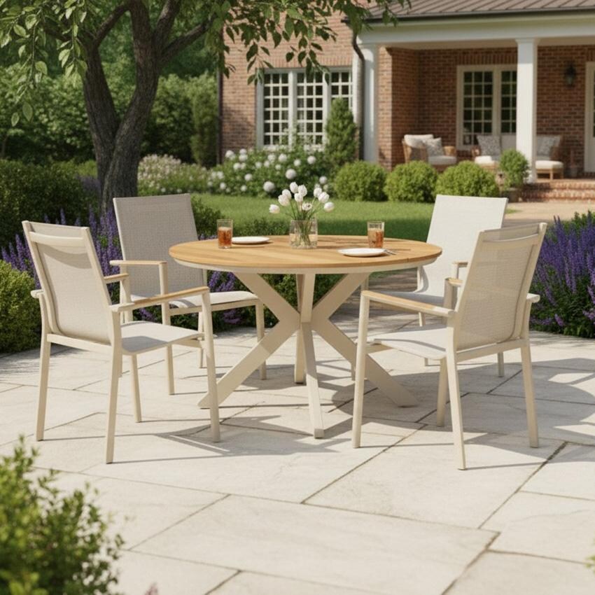 Lakeview Outdoor Designs Forestview 5 Pc Aluminum Dining Set in Gray - On the Patio - Lifestyle thumbnail