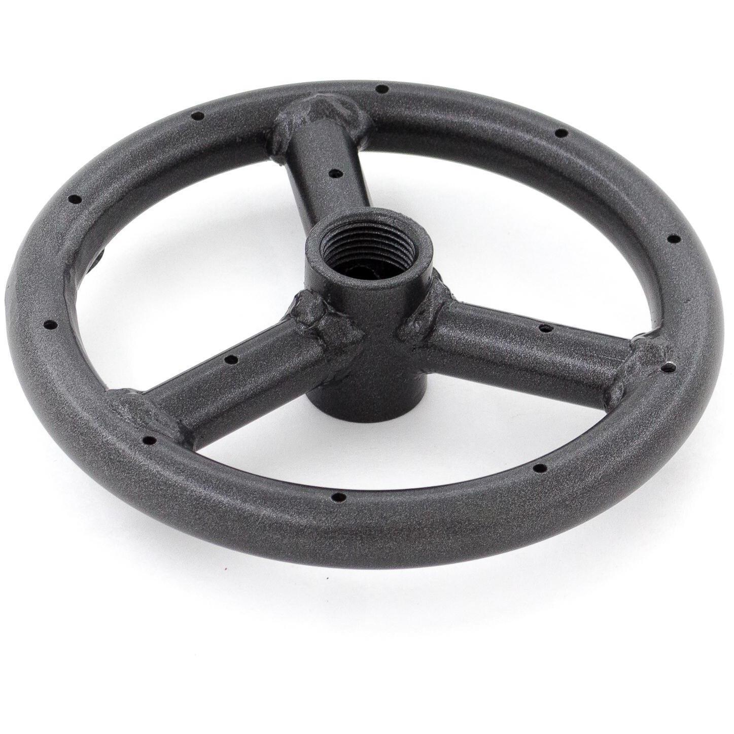 BBQGuys Signature Series 6-Inch Three-Spoke Round Propane Single-Ring Burner - Black Stainless Steel (Ships As Natural Gas) - DISCONTINUED ITEM image