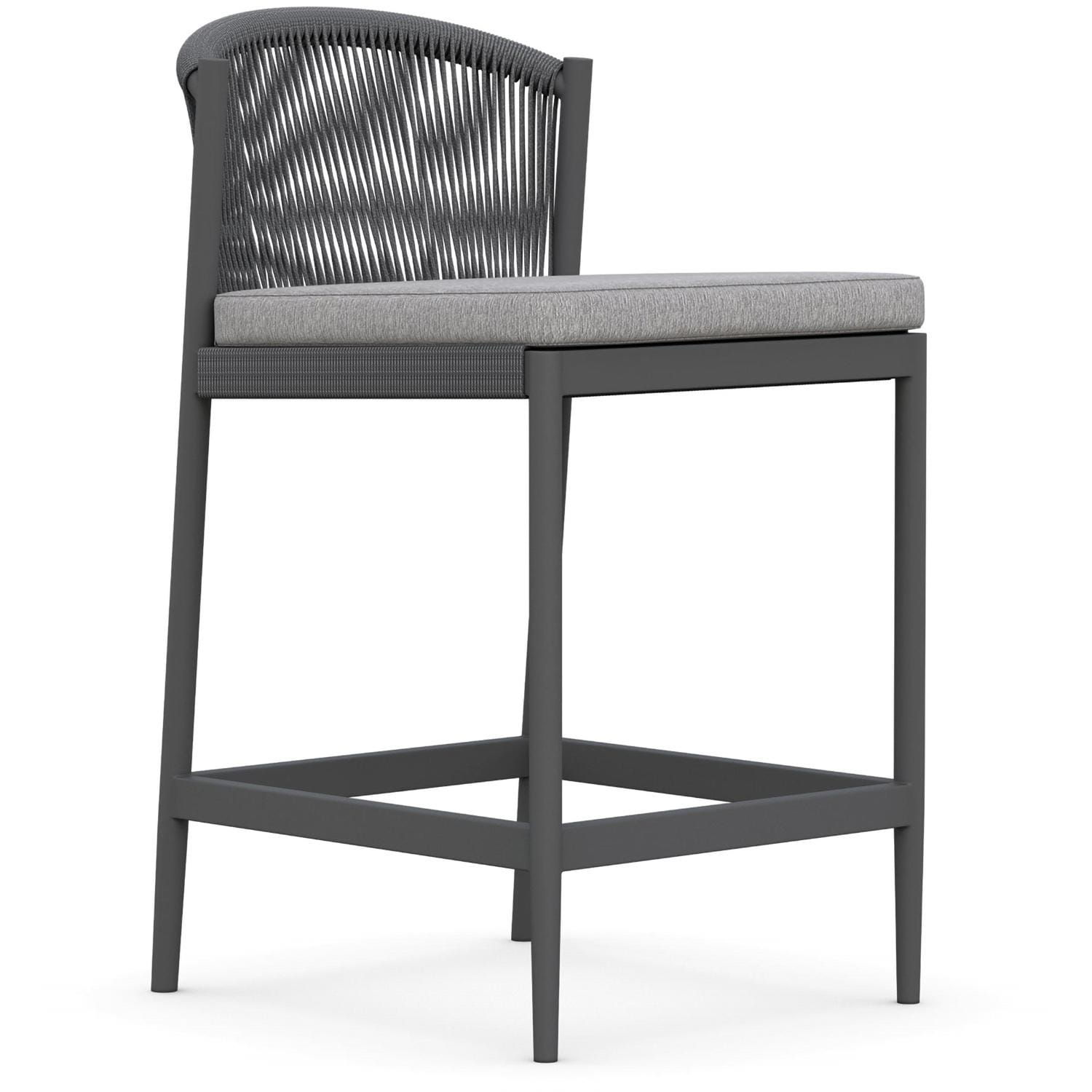 Azzurro Living Catalina Woven Rope Counter Stool in Ash/Fog - Angled - White Background thumbnail