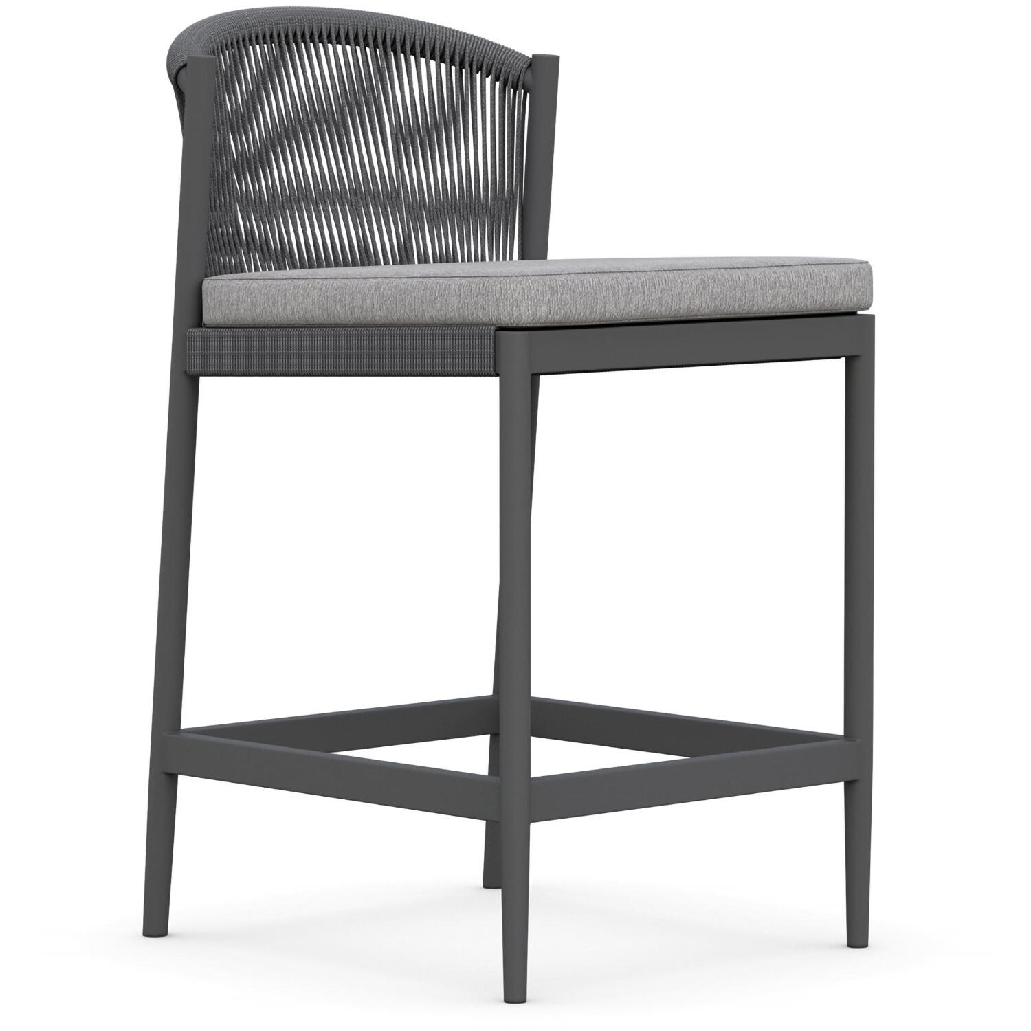 Azzurro Living Catalina Woven Rope Counter Stool in Ash/Fog - Angled - White Background thumbnail