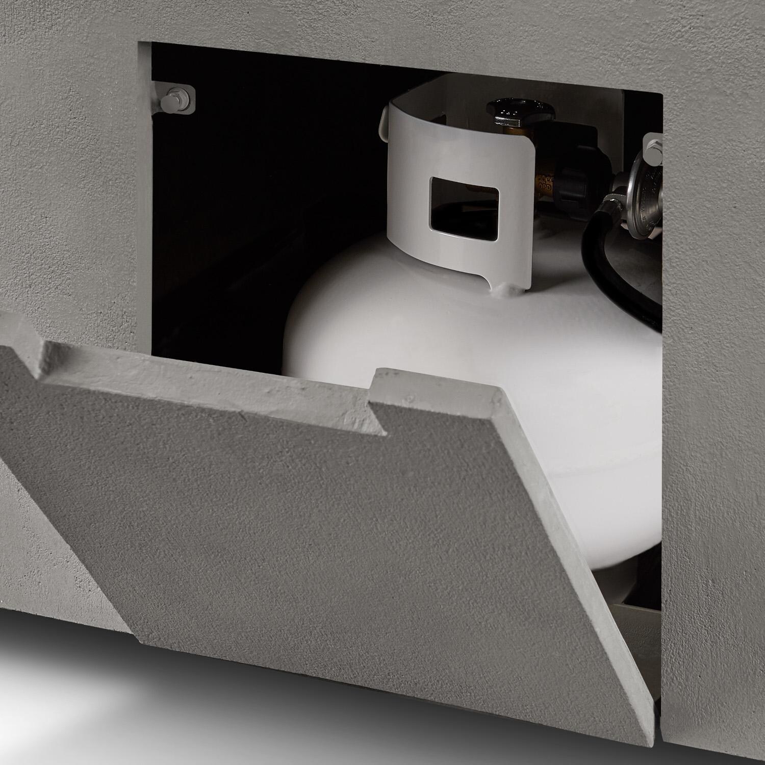 Olliewood 364LP-FLNT 60 Inch Rectangular Glass Fiber Reinforced Concrete Propane Fire Pit Table in Flint by BBQGuys Signature - Demo - Detail thumbnail