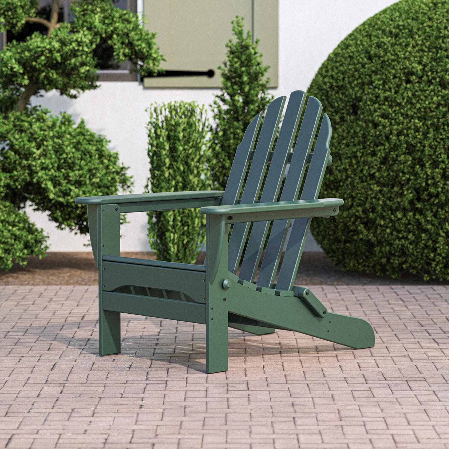 Classic Adirondack Recycled Plastic Folding Adirondack in Green by POLYWOOD