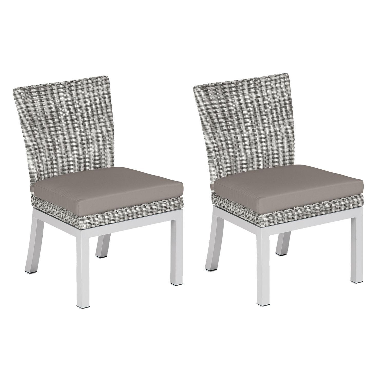 Oxford Garden Argento 2 Pc Wicker Dining Side Chair W/ Stone Cushion in Flint/Argento thumbnail