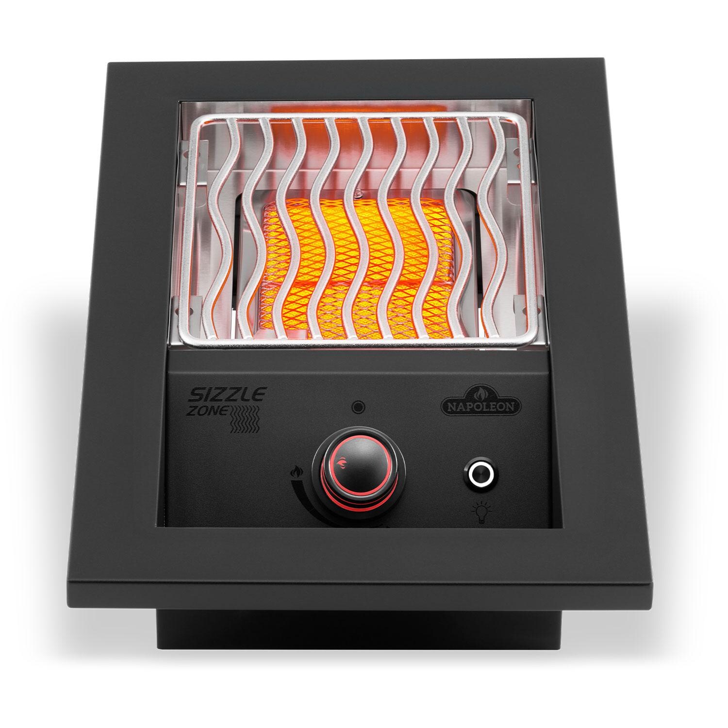 Napoleon BIB10IRPMK 700 Series 10-in Built-In Propane Single Infrared Burner - Matte Black - Built In - Burner On - White Background thumbnail