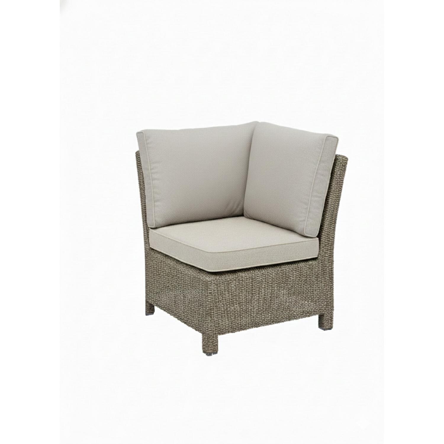 Palma 7 Pc Wicker Modular Corner Seating Set in Cast Ash By KETTLER - Corner Chair - White Background thumbnail