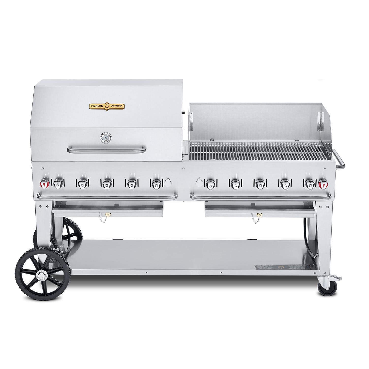 Crown Verity 72-in Single Inlet (Bulk Tanks Only) Mobile Propane Grill Dome & Windguard Package - CV-MCB-72-SI-BULK-RWP
