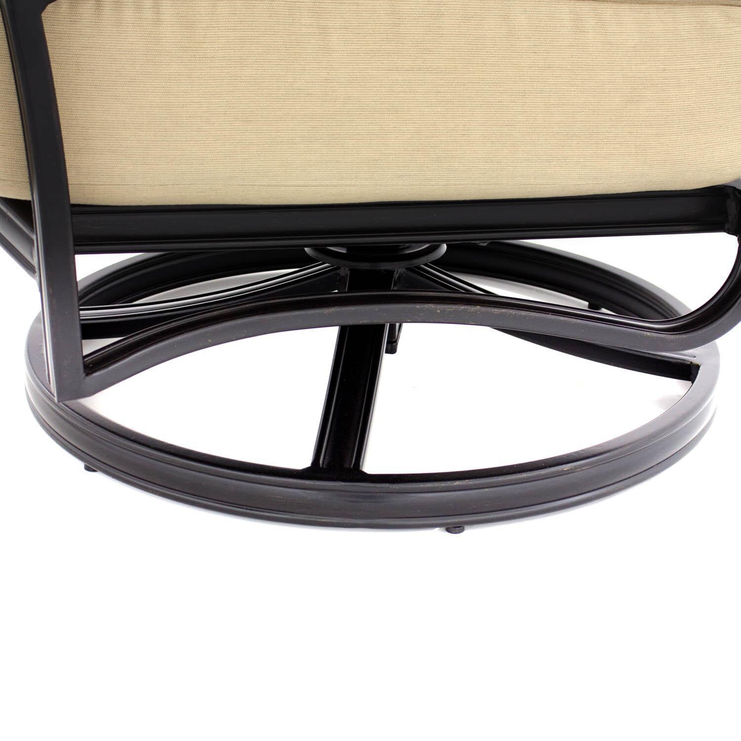 Carondelet Cast Aluminum Patio Swivel Rocker Club Chair W/ Sunbrella Spectrum Sand Cushion - Swivel Detail thumbnail