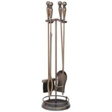 UniFlame 5-Piece Venetian Bronze Fireplace Tool Set With Ball Handles - F-1629 image
