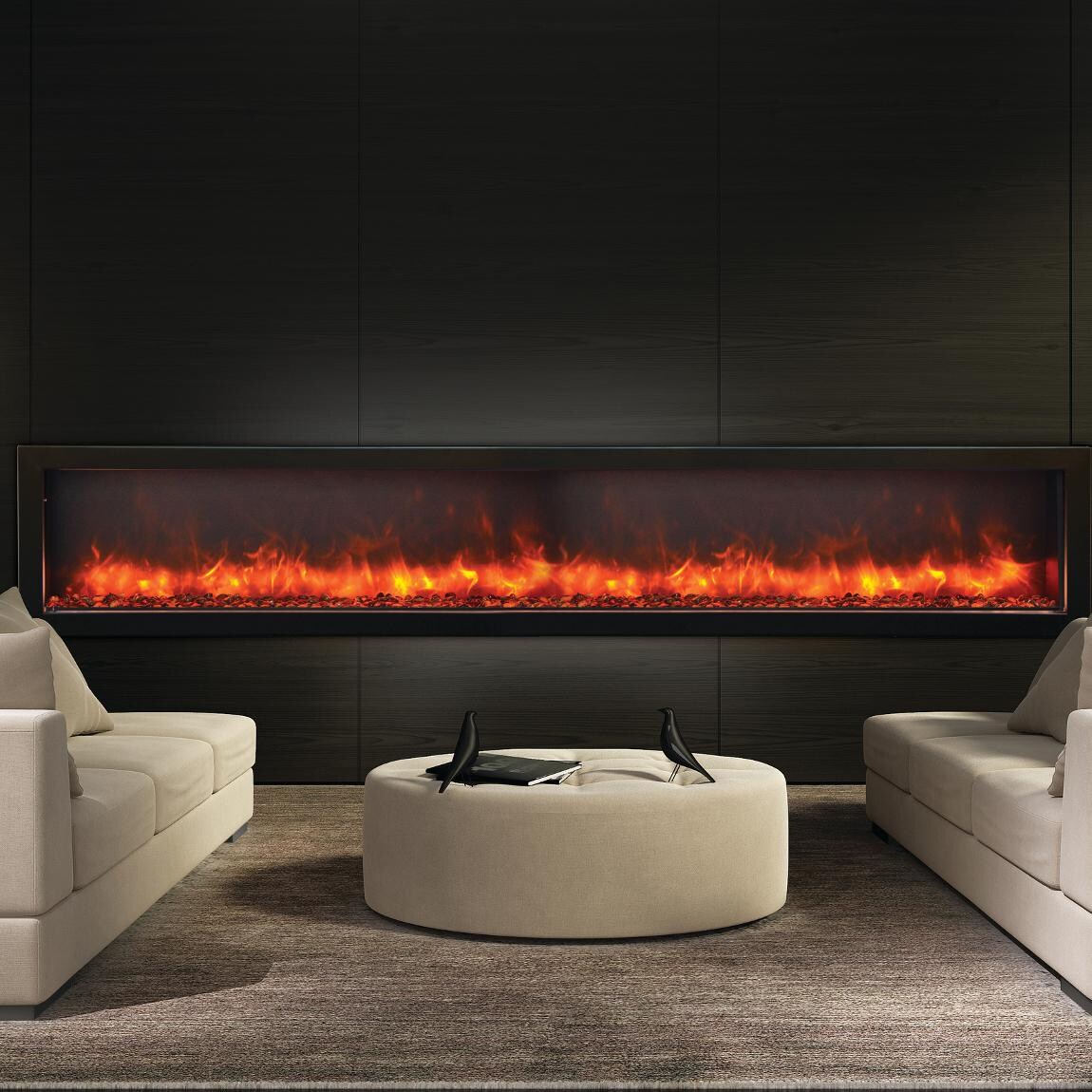 Amantii 88-inch Panorama Deep Electric Fireplace - Orange - Close Up thumbnail