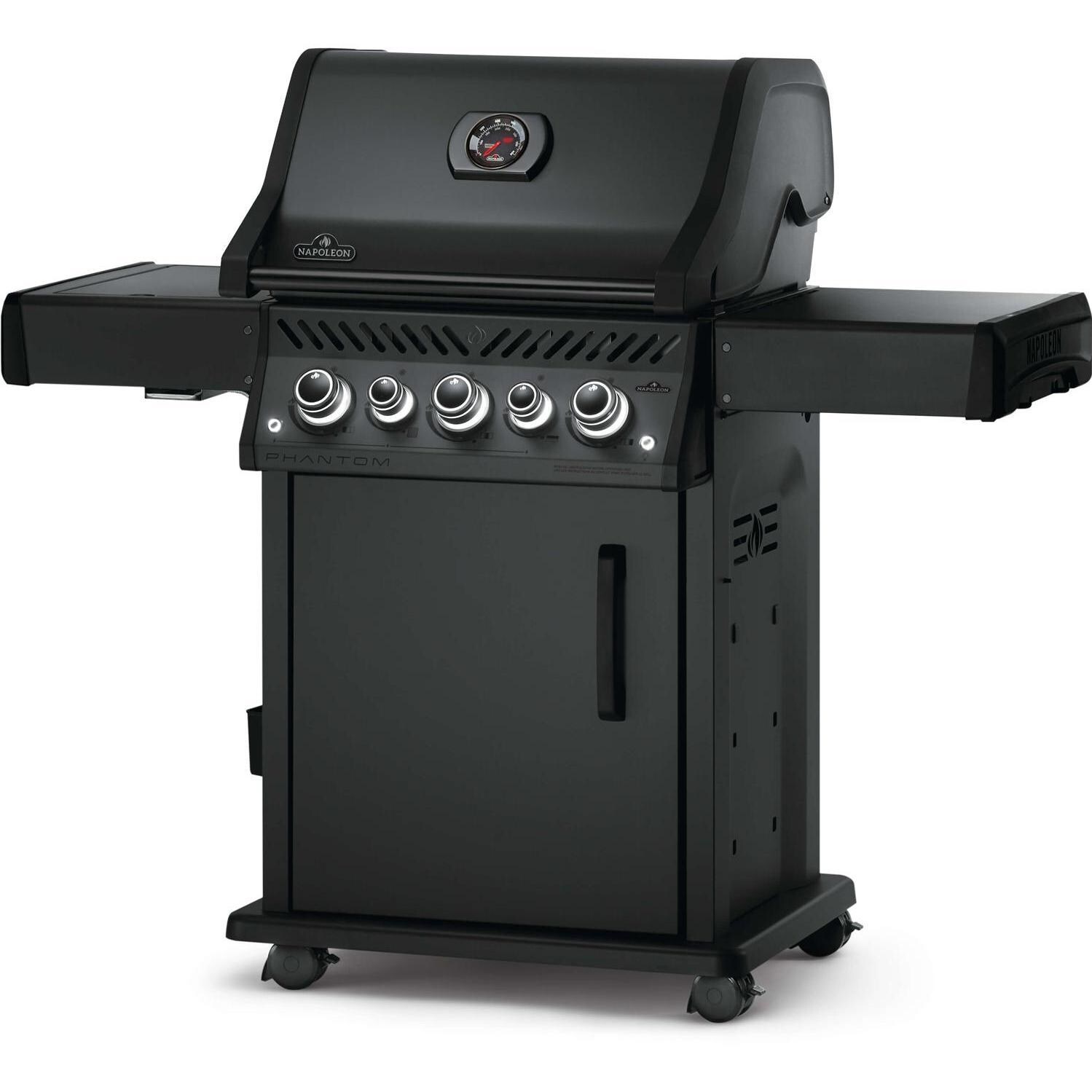 Napoleon RSE425RSIBPK-1-PHM Phantom Rogue SE 425 Propane Grill w/ Infrared Rear Burner & Infrared Side Burner - Angled View thumbnail