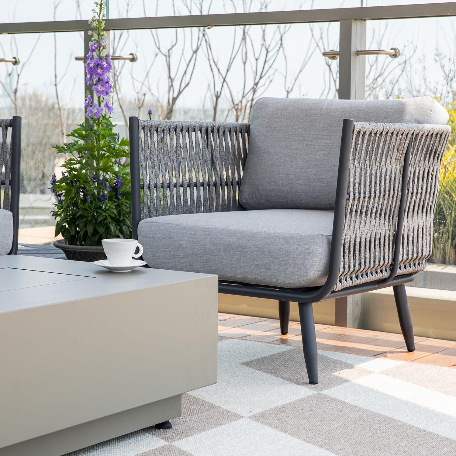 Elementi Milano Outdoor Aluminum Club Chair w/ Sunbrella Cushions