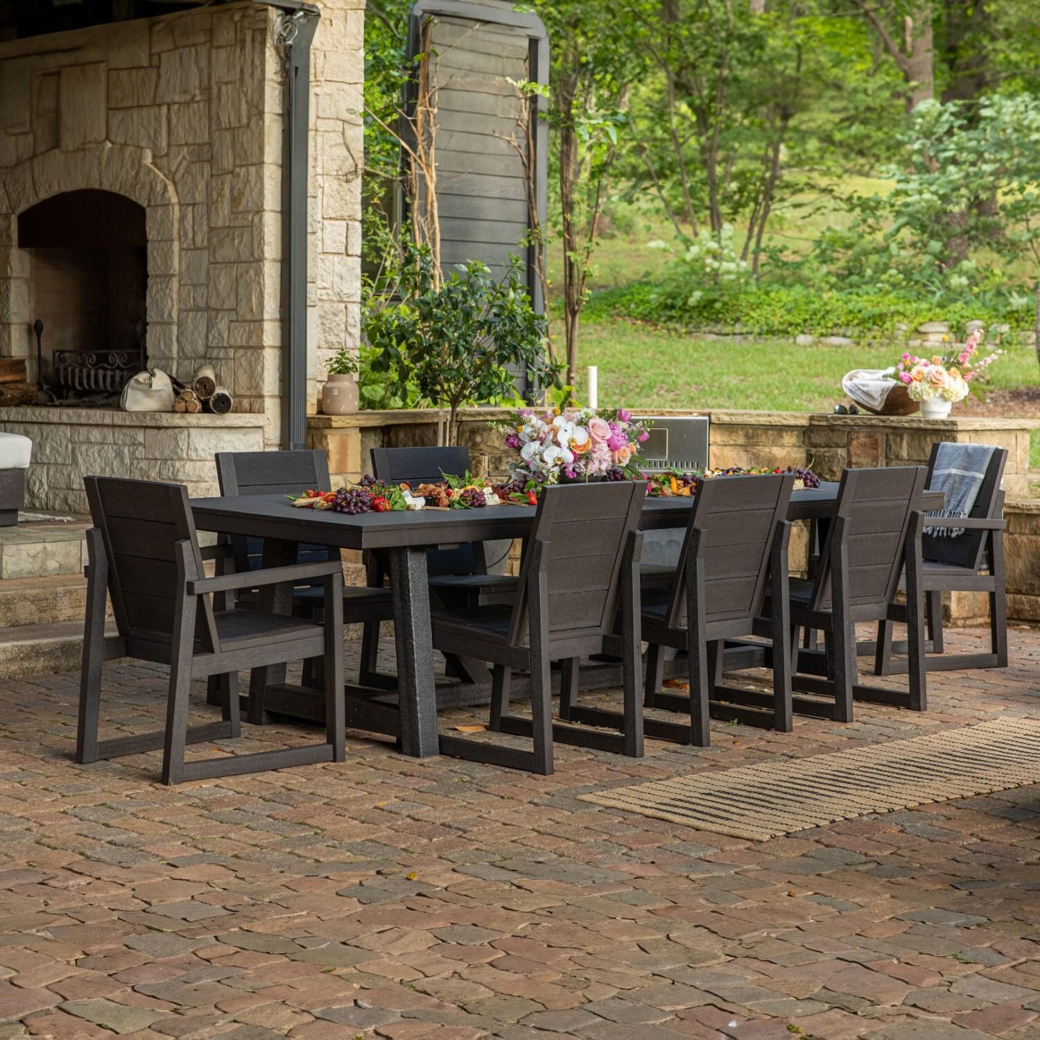 Elevate 7 Pc Parsons Table Dining Set in Vintage Coffee By PW Designer Series - Collection Shown with 8 Seats - Lifestyle thumbnail