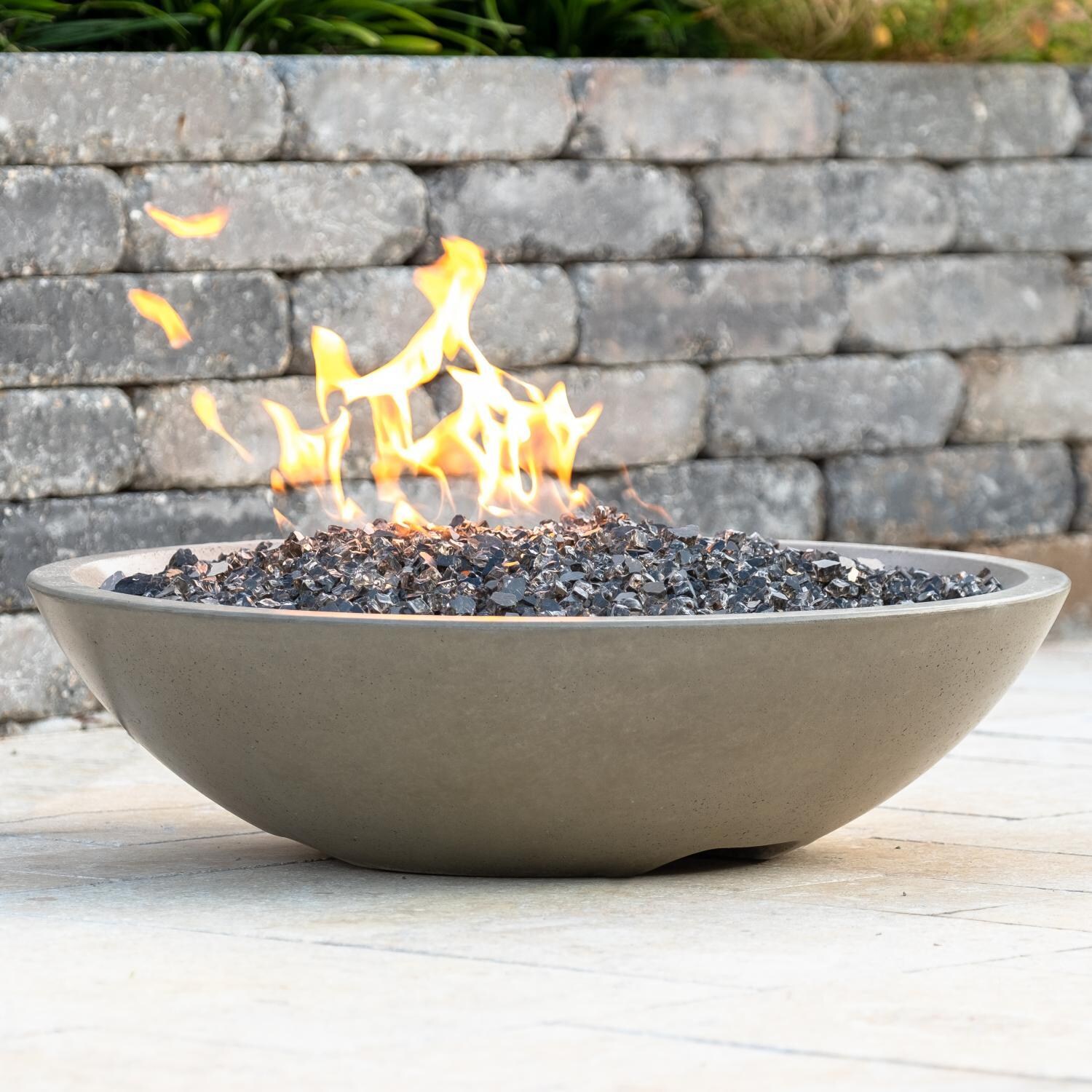 BBQGuys 753-SM-11-V6PC Marseille 32-Inch Fire Bowl - Gray - Side View thumbnail