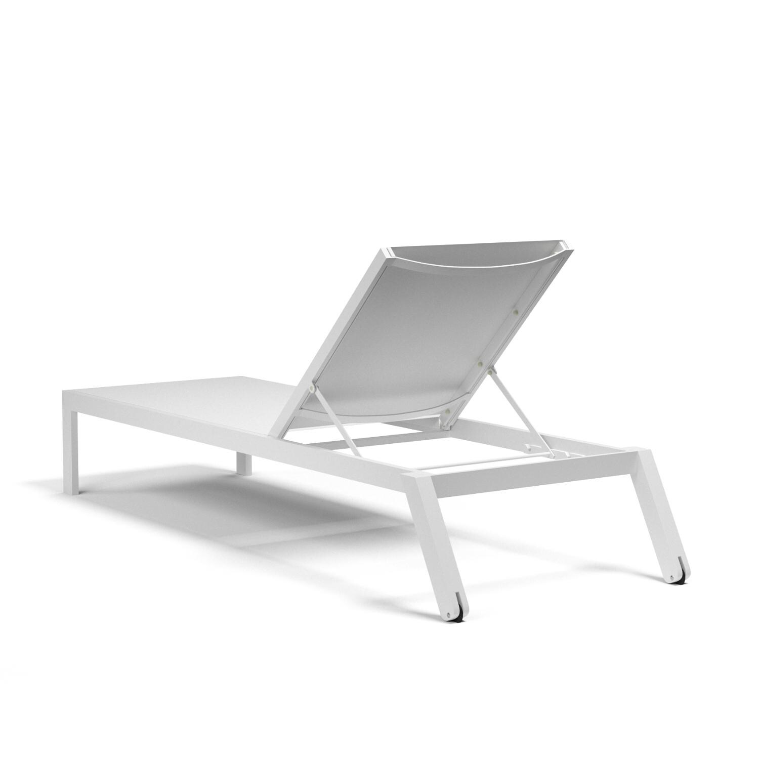 Sunset West - 1101-9 - Naples Aluminum Stackable Patio Sling Chaise W/ Textilene Frost Sling - Rear View thumbnail