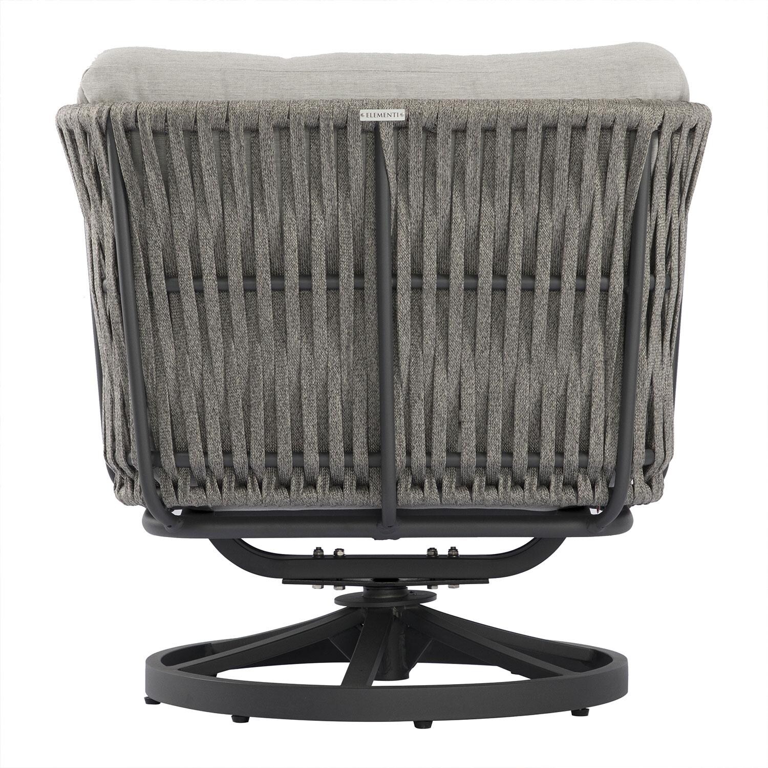 Elementi OS-2504W Milano Outdoor Aluminum Swivel Club Chair w/ Sunbrella Cushions - Rear View - White Background thumbnail