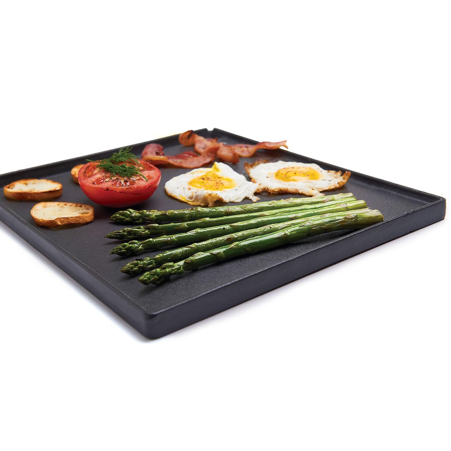 Broil King 11221 Exact Fit Cast Iron Griddle for Signet Series - Food Displayed - White Background thumbnail