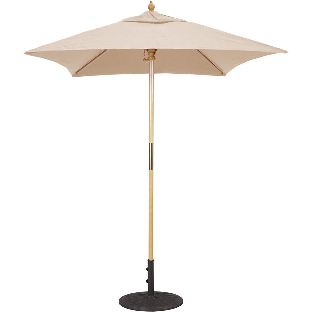 Galtech 6 X 6 Ft. Square Hardwood Patio Market Umbrella W/ Push Lift - Light Wood W/ Sunbrella Canvas Antique Beige Canopy