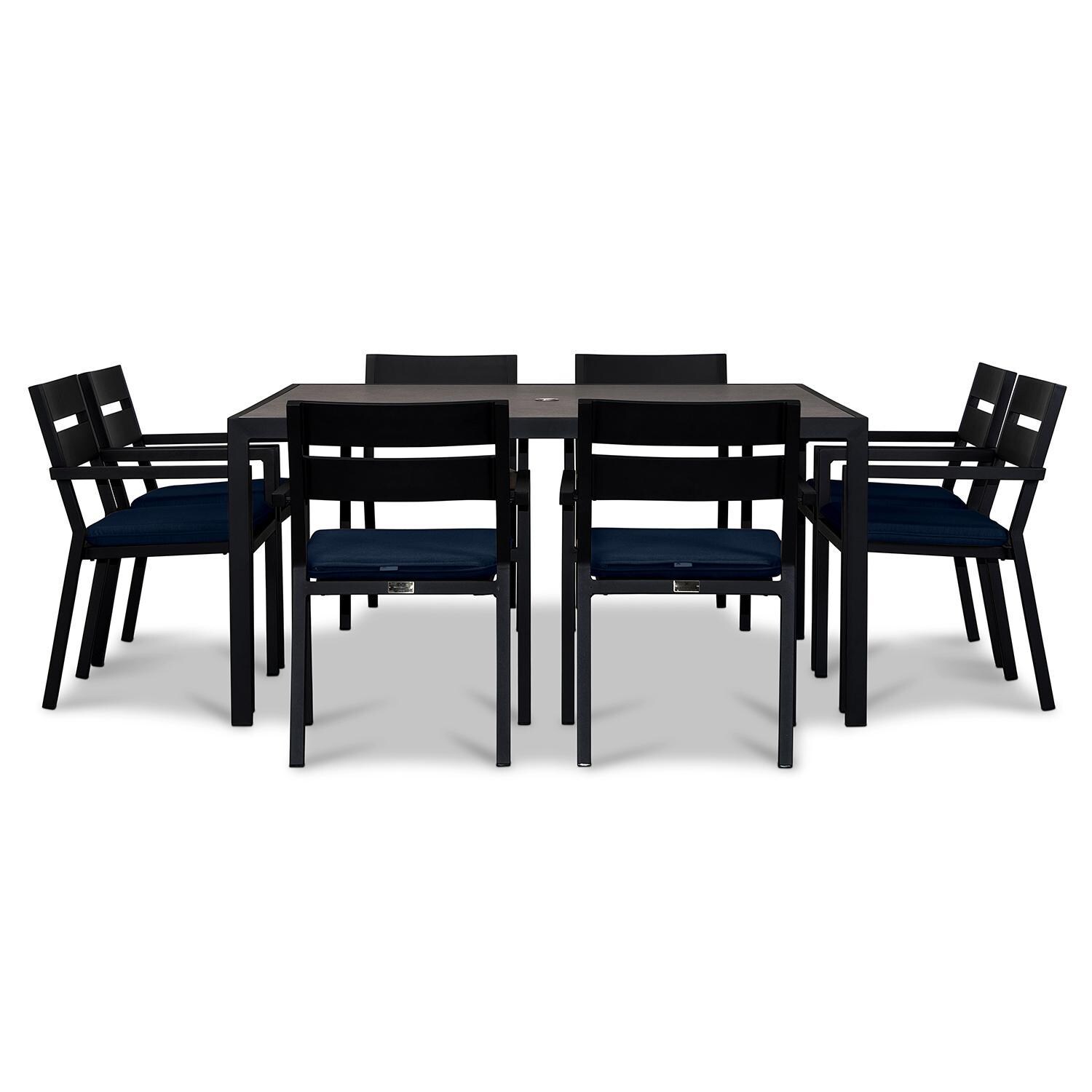 Calm Bay 9 Pc Square Dining Set in Black/Spectrum Indigo by Lakeview - White Background 3 thumbnail