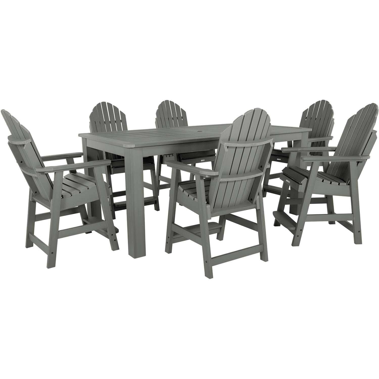 Dream Bay 7 Pc Recycled Plastic Counter Height Dining Set In Coastal Teak By Lakeview - White Background thumbnail