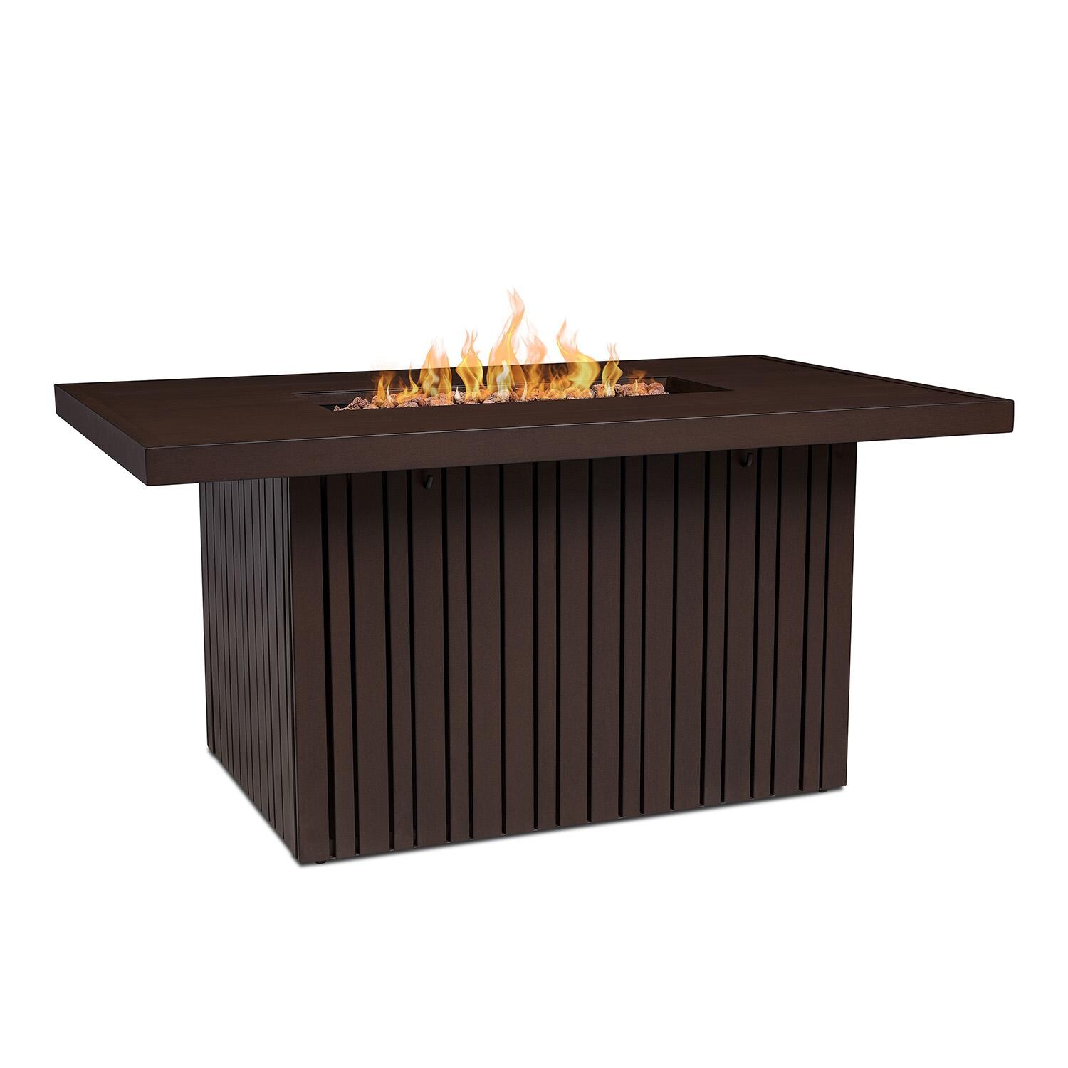 Westlook 52-in Rectangular Aluminum Propane Fire Pit in Bronze Coral by Lakeview - Lit - White Background thumbnail