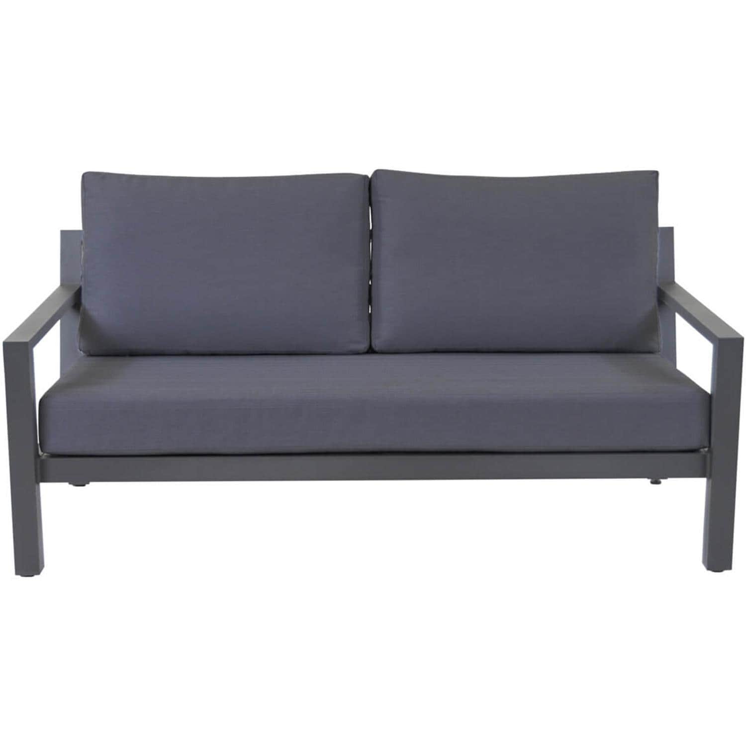 Timber 4 Pc Aluminum Seating Set in Lava / Natte Charcoal - Loveseat Front - White Background thumbnail