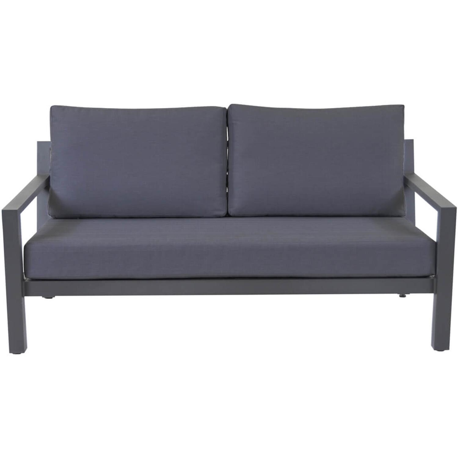 Timber 4 Pc Aluminum Seating Set in Lava / Natte Charcoal - Loveseat Front - White Background thumbnail