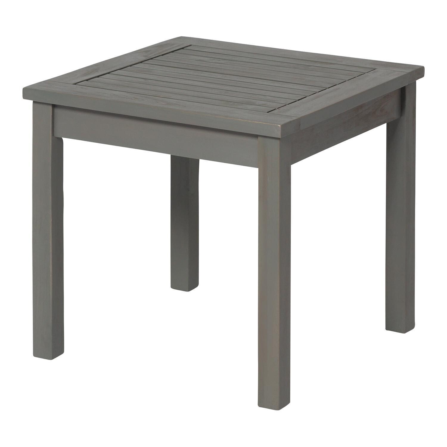 Ultimate Patio Horizon Way 20 Inch Square Acacia Patio End Table - Gray Wash - Angled View thumbnail