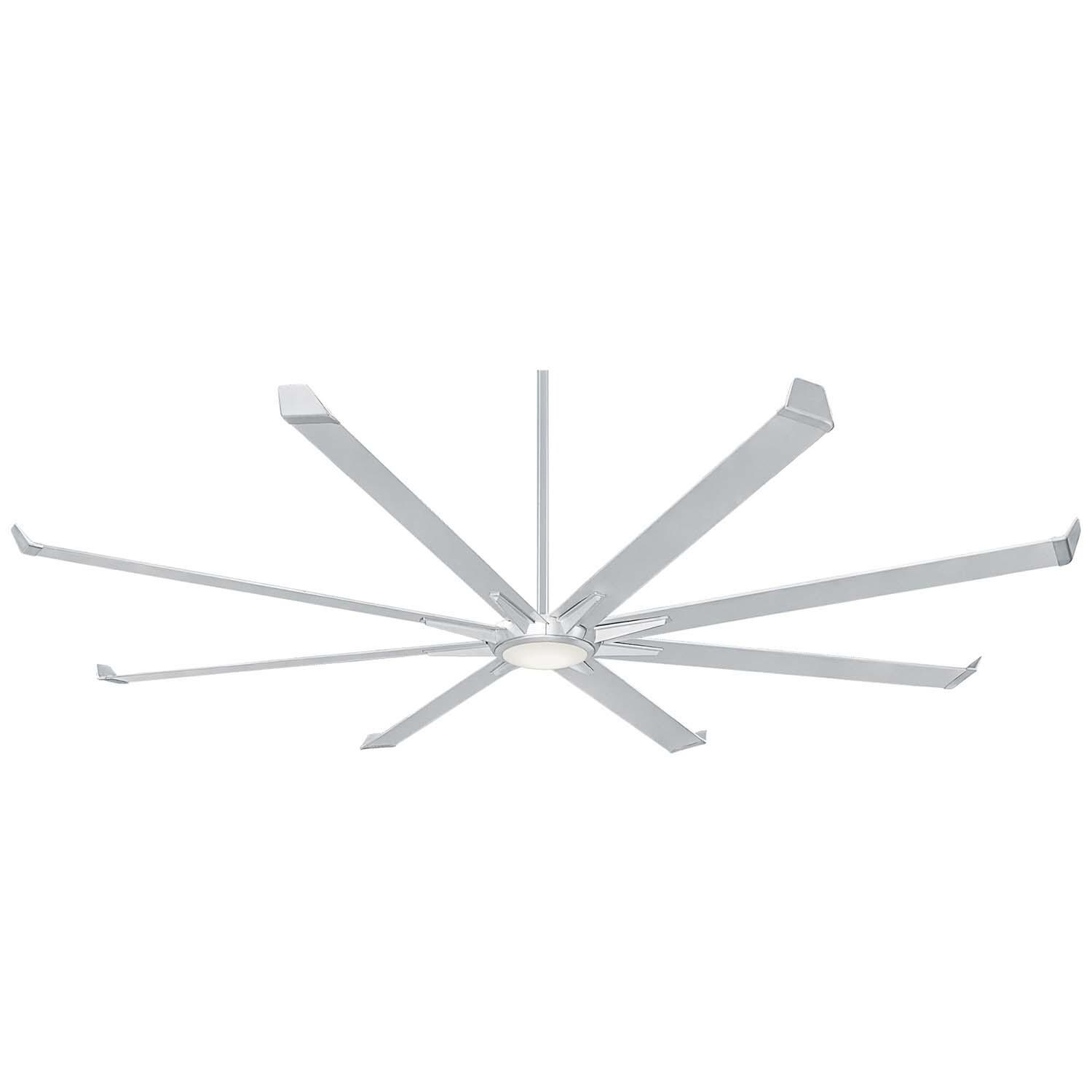 Minka-Aire F988L-ALM Geant 110-Inch 8-Blade LED Ceiling Fan in Aluminum Finish w/ Aluminum Blades - Light Off thumbnail